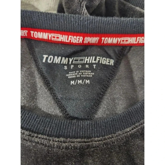 Vintage Tommy Hilfiger Velour Pullover Black & Gray Mens Size Medium - Picture 7 of 7